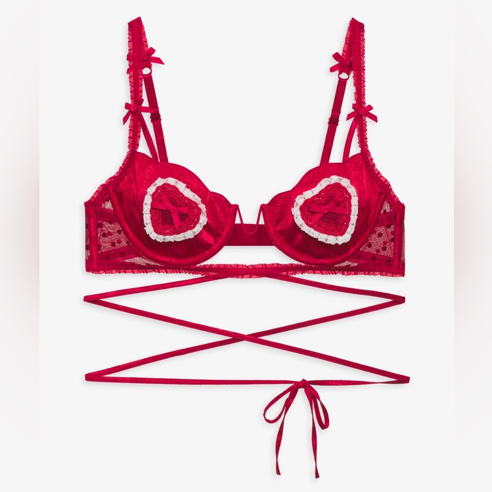 NEW For Love and Lemons Velma Red Heart Bra